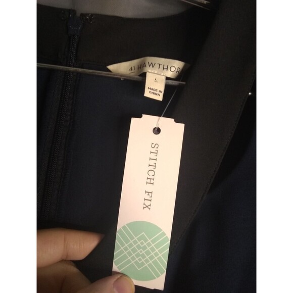 41 Hawthorn Sarya Ponte Knit Dress Navy & Black Tank Cut Out Details Size Large - Picture 4 of 10